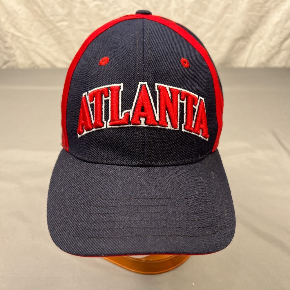 Unbranded Atlanta Georgia Big Spell Out Cap Adult Adjustable Blue Red Stripe Hat